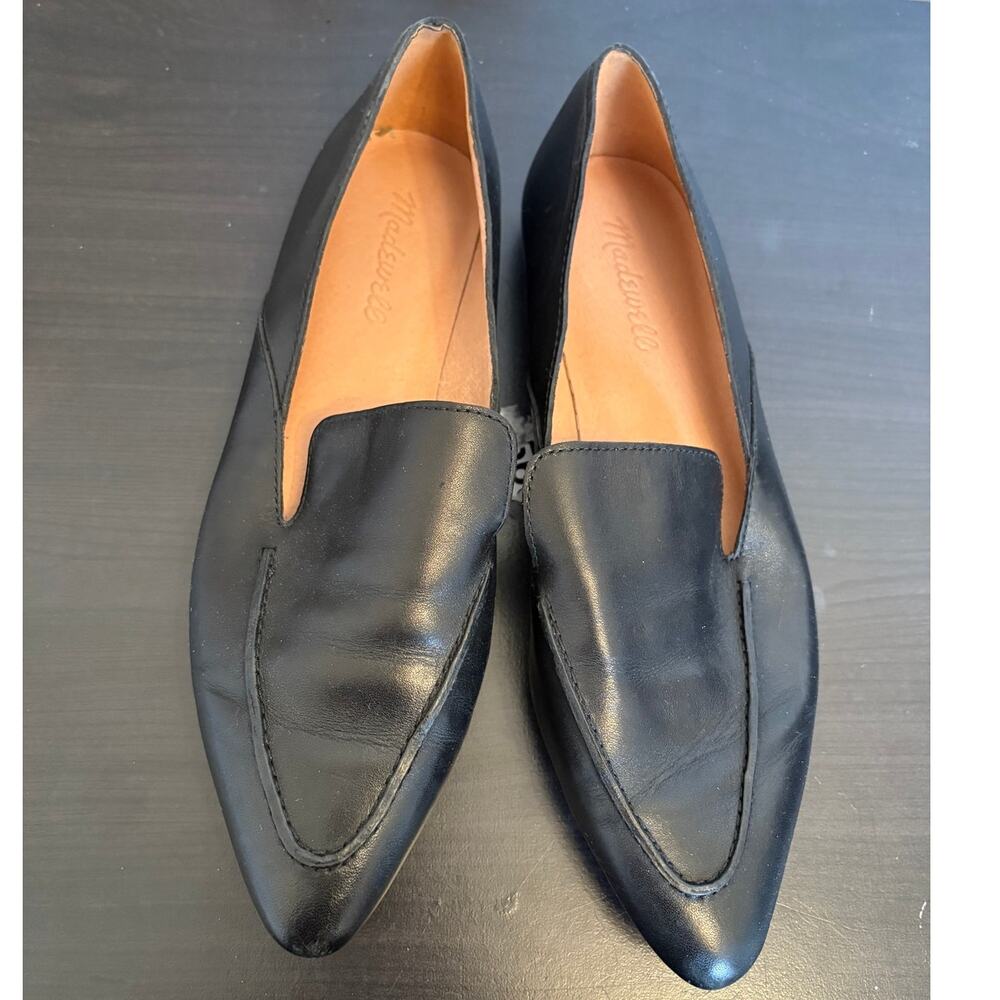 Madewell The Frances Skimmer in Leather 8.5 Black Office Minimalist Career - Picture 2 of 7
